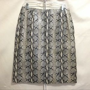 Leather skirt in reptile print by Isda, size 12.